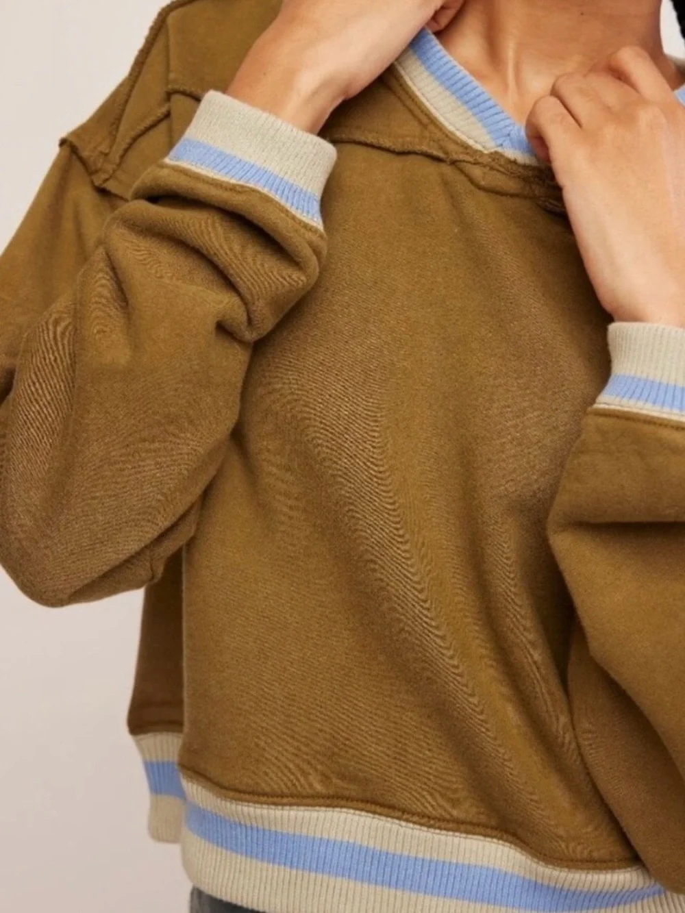 Free People Del Rio Sweatshirt~ Seaweed Combo